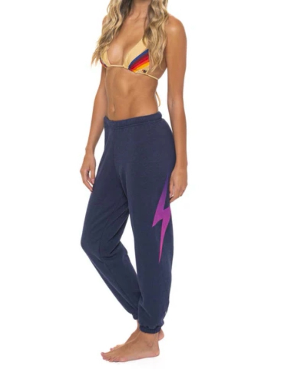 AVIATOR NATION CHARCOAL Navy Lightning Bolt Jogger Pants Sweatpant Women’s XS